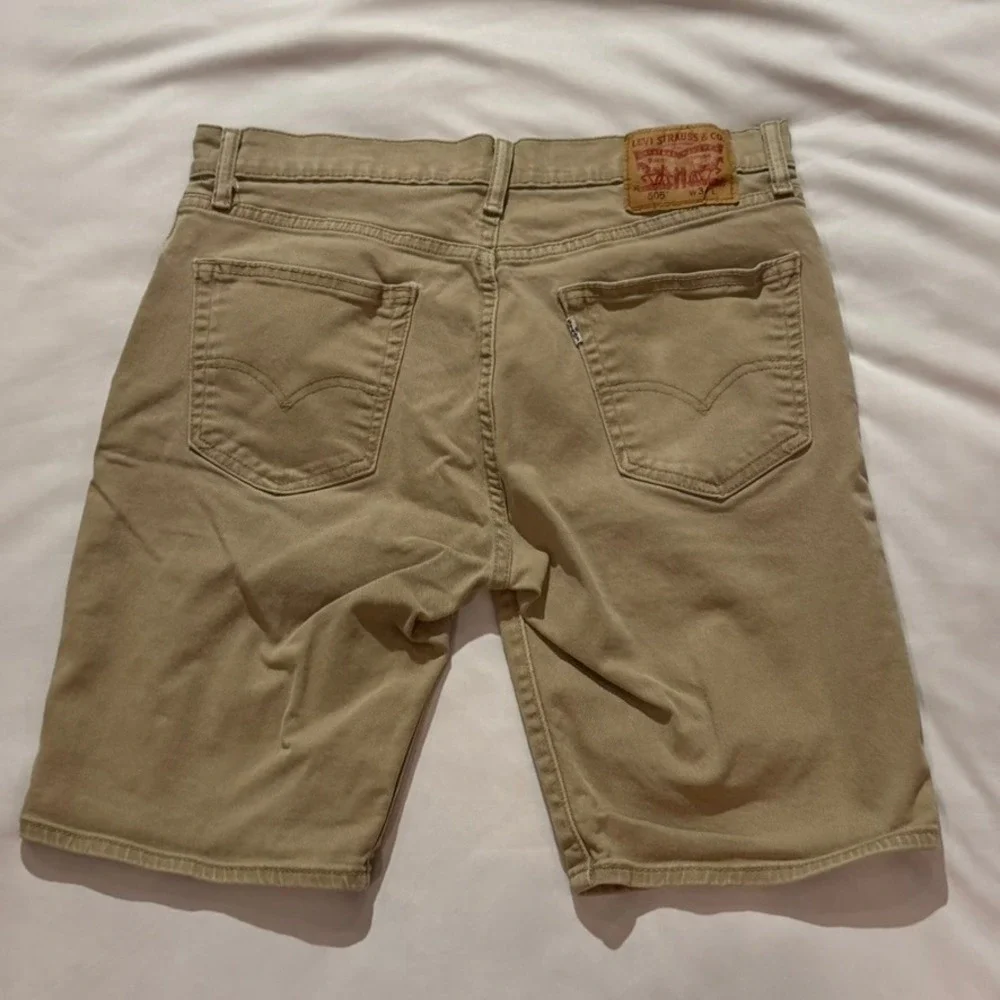 Levi's 505 Denim Shorts Mens 34 Tan Khaki Regular Fit Straight Leg Y2K Yorts